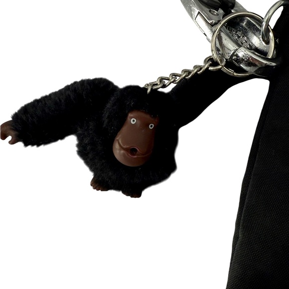 Kipling Eleva Convertible Tote Crossbody Black Nylon Bag w/  Monkey Charm - Picture 4 of 13